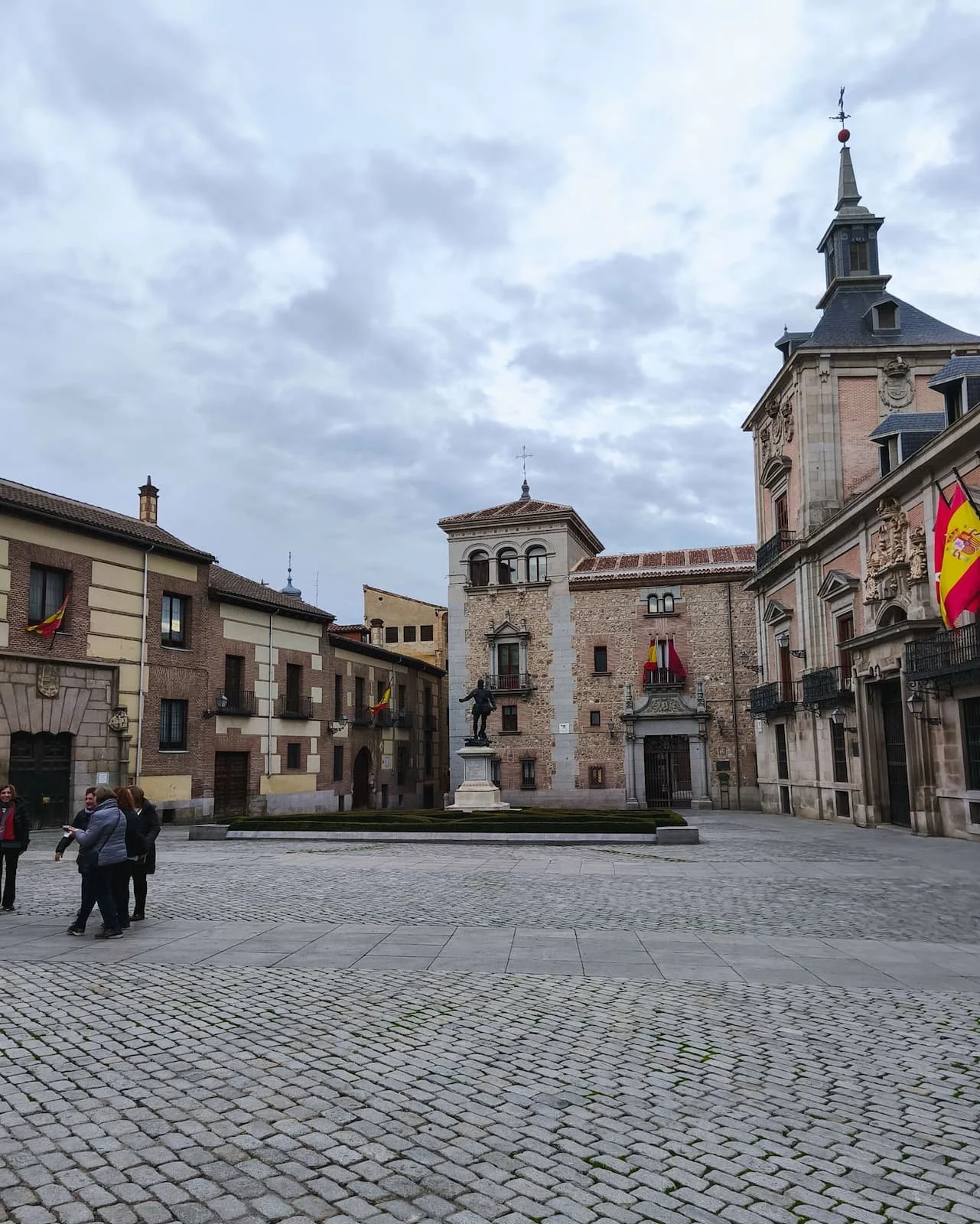 Plaza de la Villa, a small historic square in Madrid’s old city center.