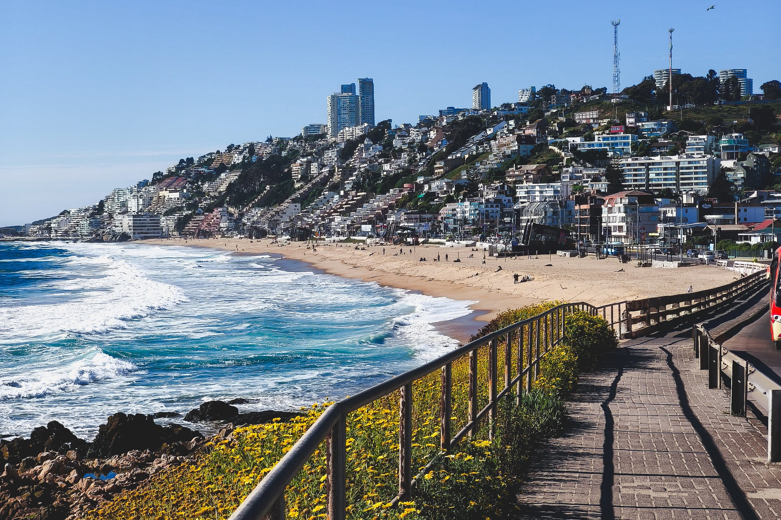 Panoramic view of Reñaca from the coastal cliffside path.