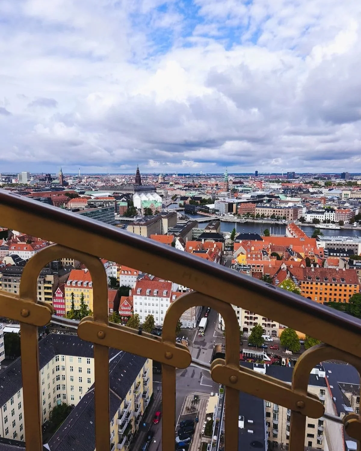 View across Copenhagen from the exterior staircase of the Church of Our Saviour tower.