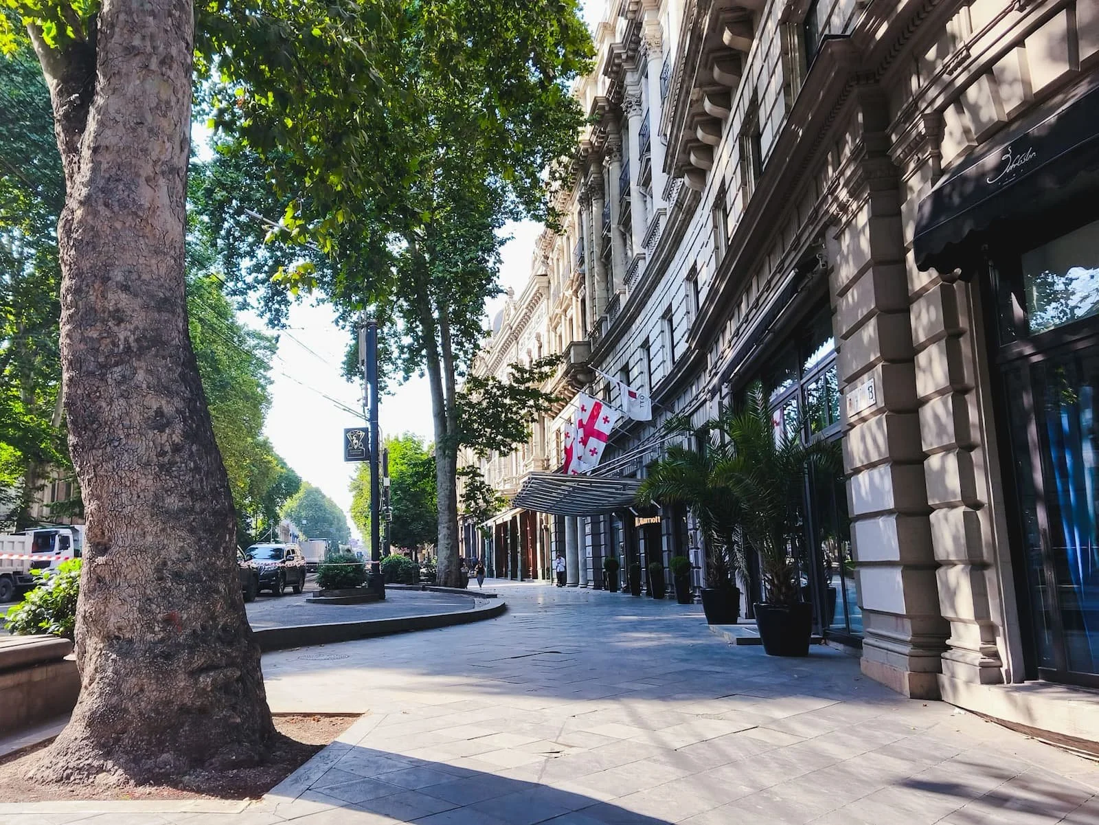 Rustaveli Avenue in Tbilisi during major reconstruction work in 2026