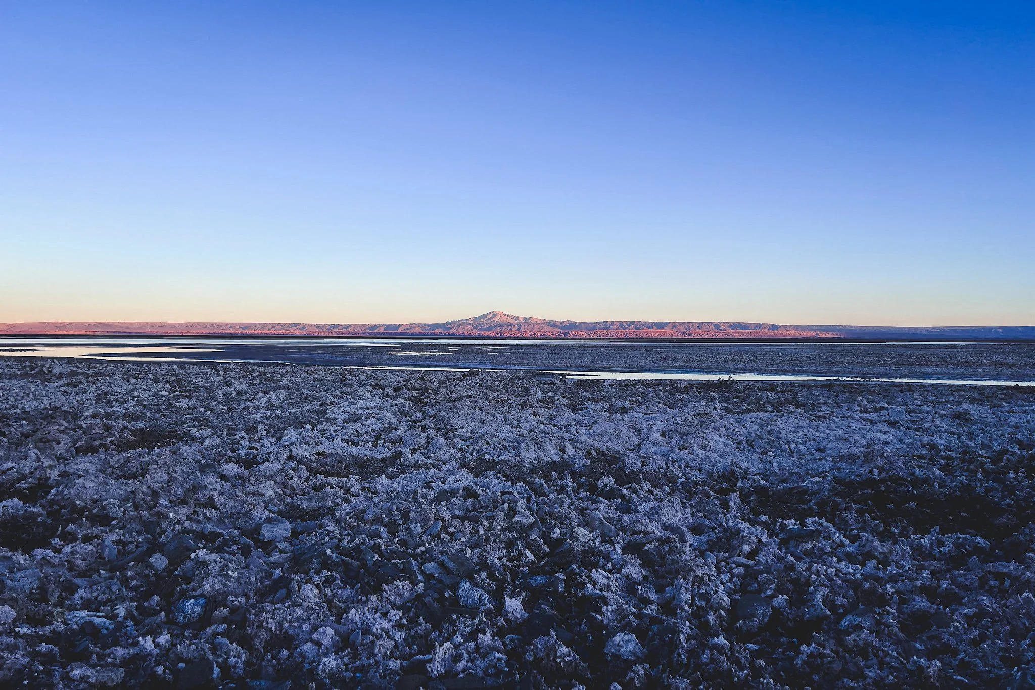 Atacama altiplano salt flat at sunrise.