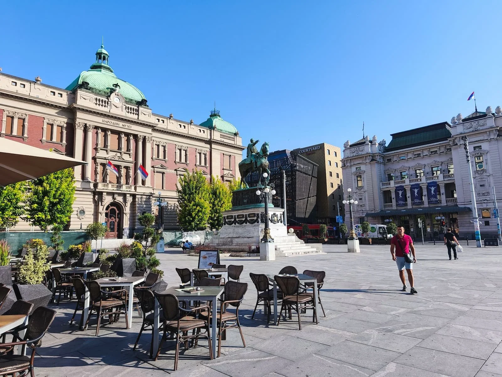 Republic Square in central Belgrade with the National Museum of Serbia