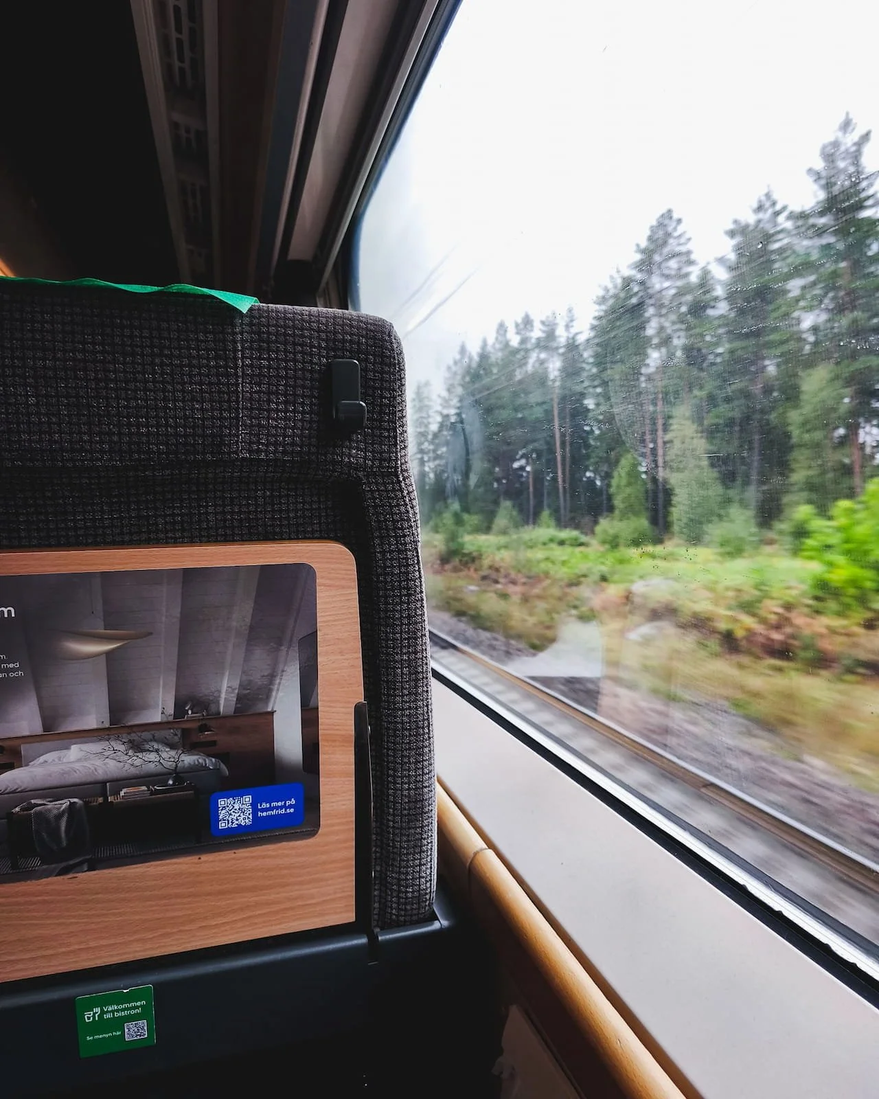 Swedish countryside through the window of an SJ train from Stockholm to Malmö