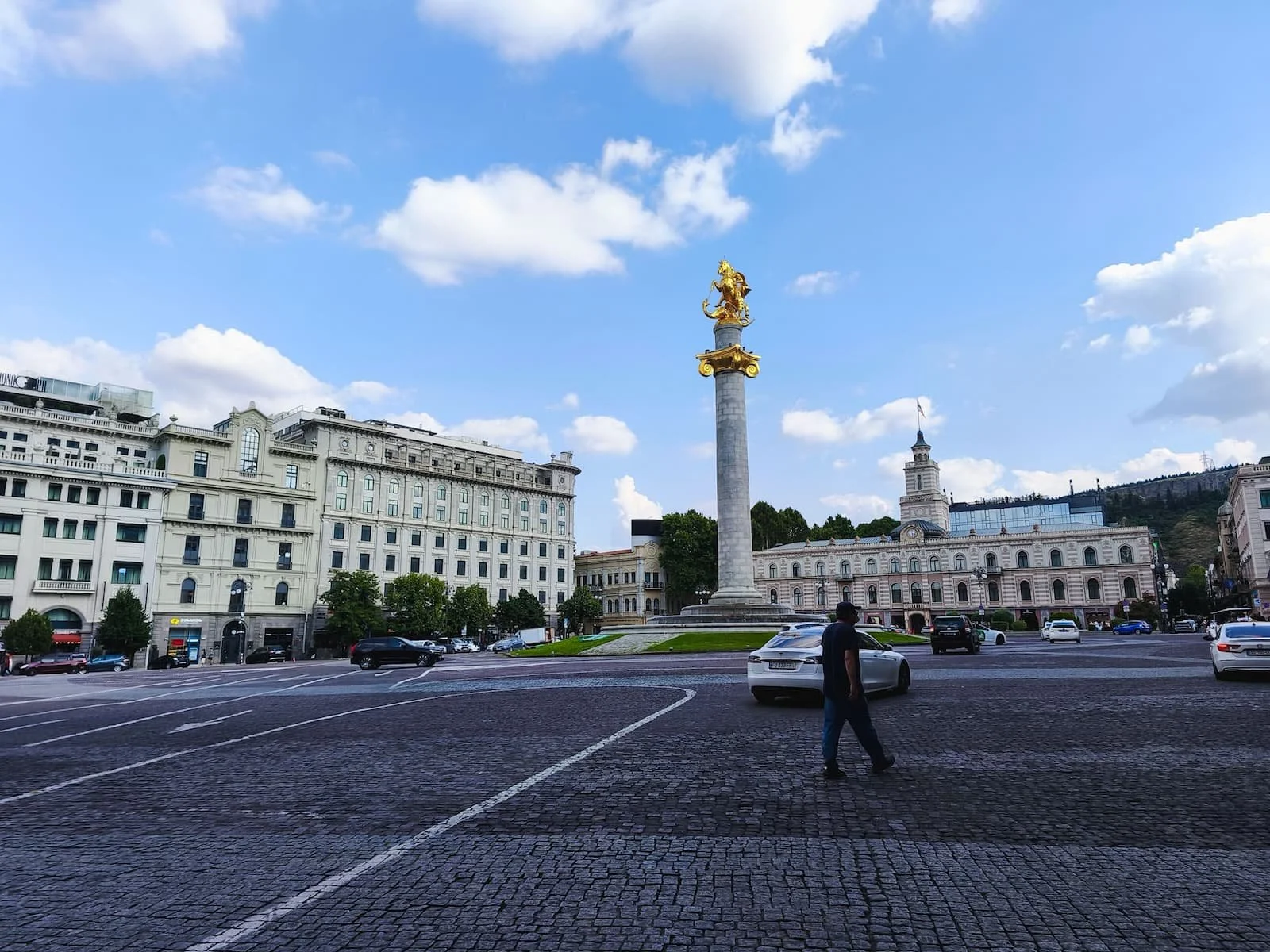 Freedom Square in central Tbilisi with the St. George Monument