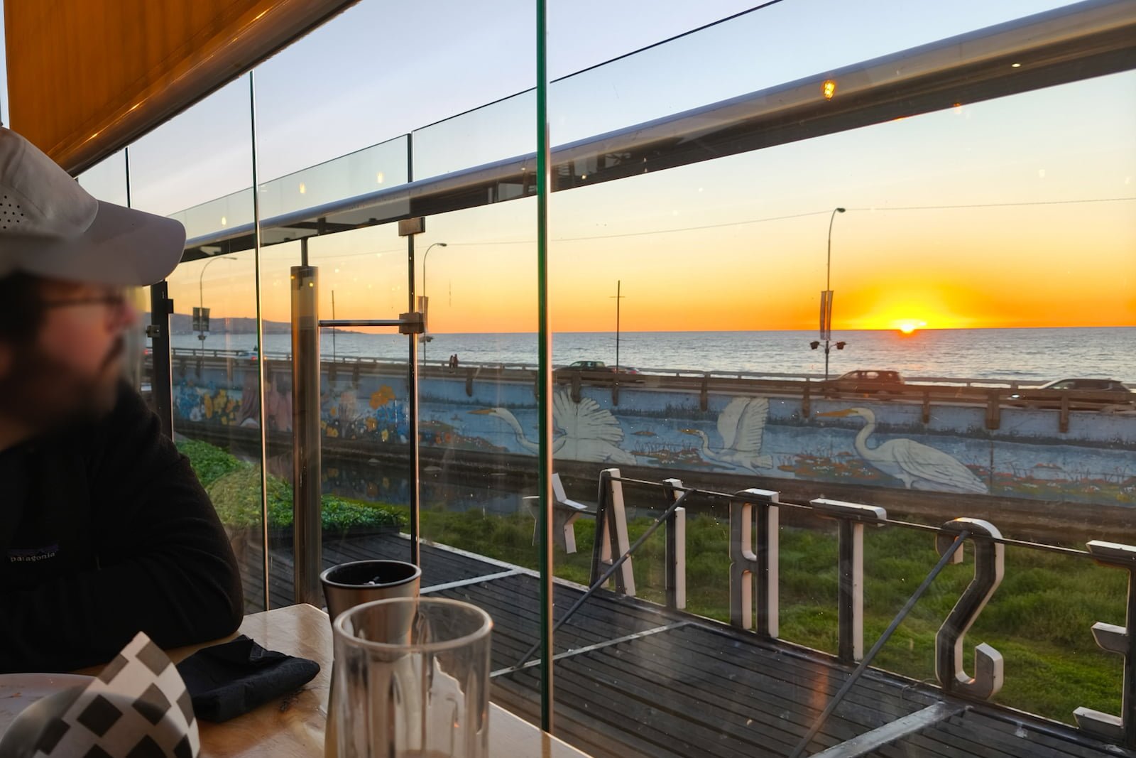 Sunset over the Pacific Ocean from a restaurant in Reñaca near Viña del Mar.