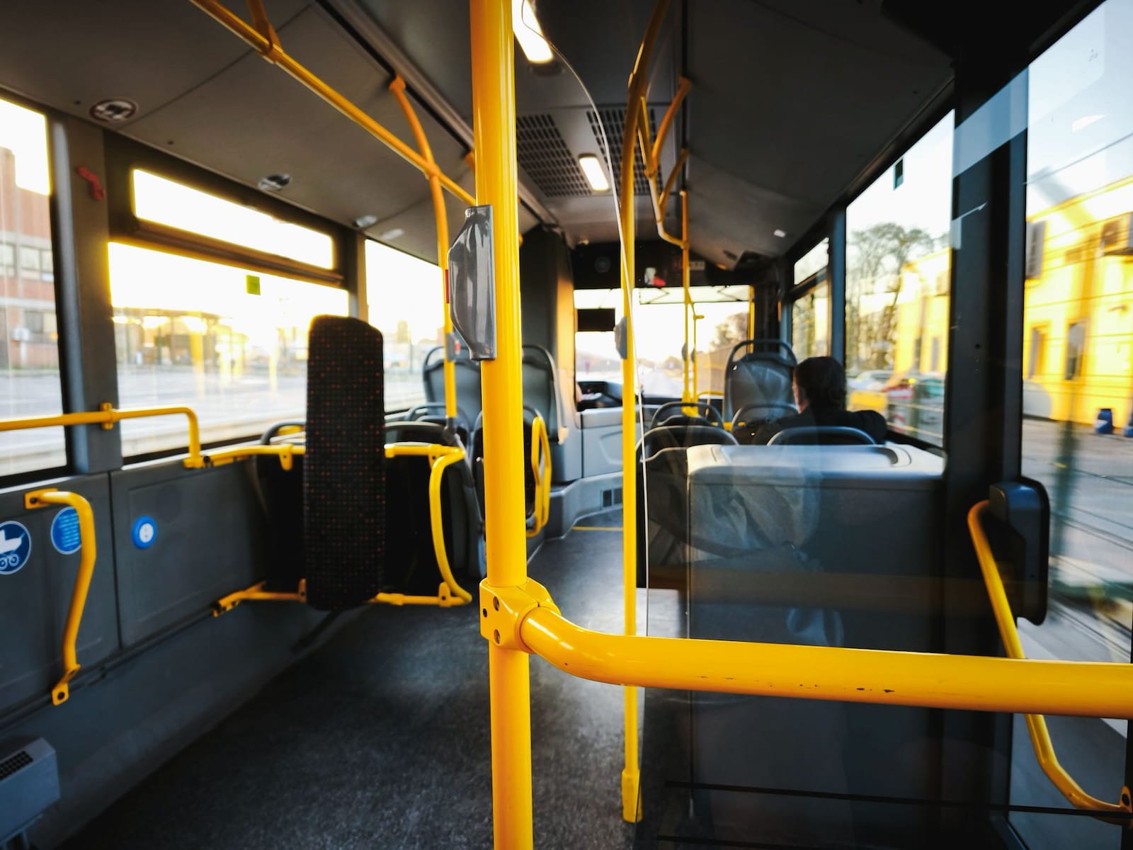 Interior of Bus 72 between Belgrade Airport and the city center