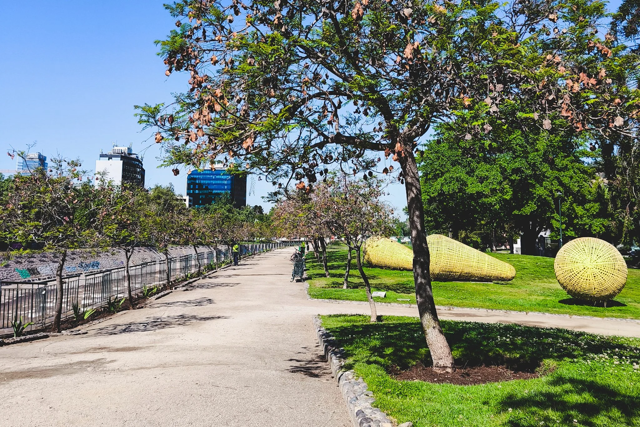 Path near the Mapocho River in Providencia Sculpture Park.