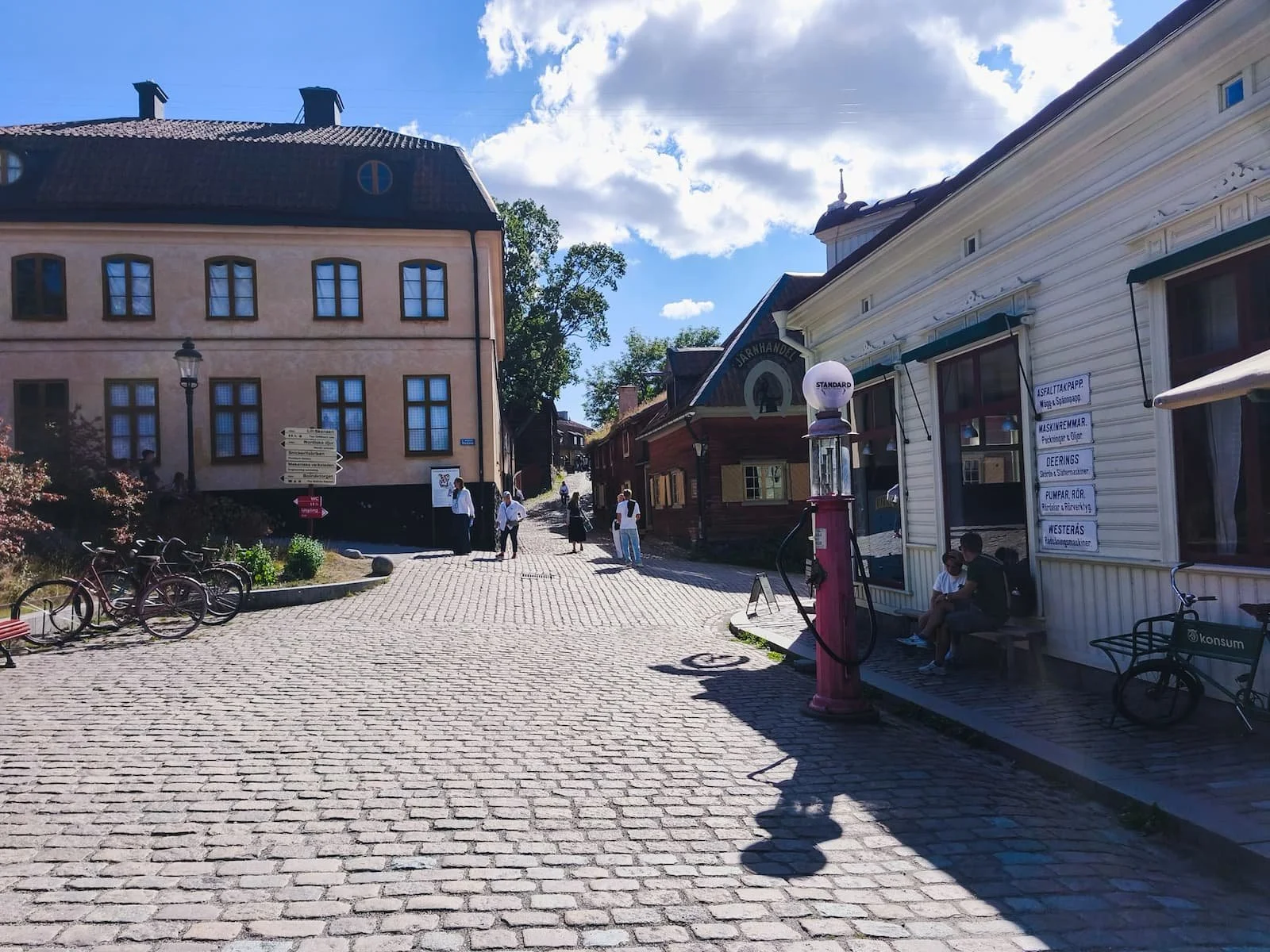 Historic town street inside Skansen open-air museum