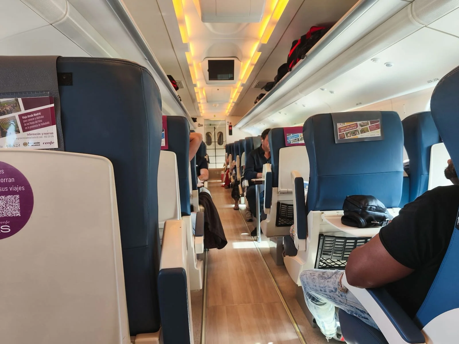 Interior of the high-speed train from Madrid Chamartín to Segovia Guiomar