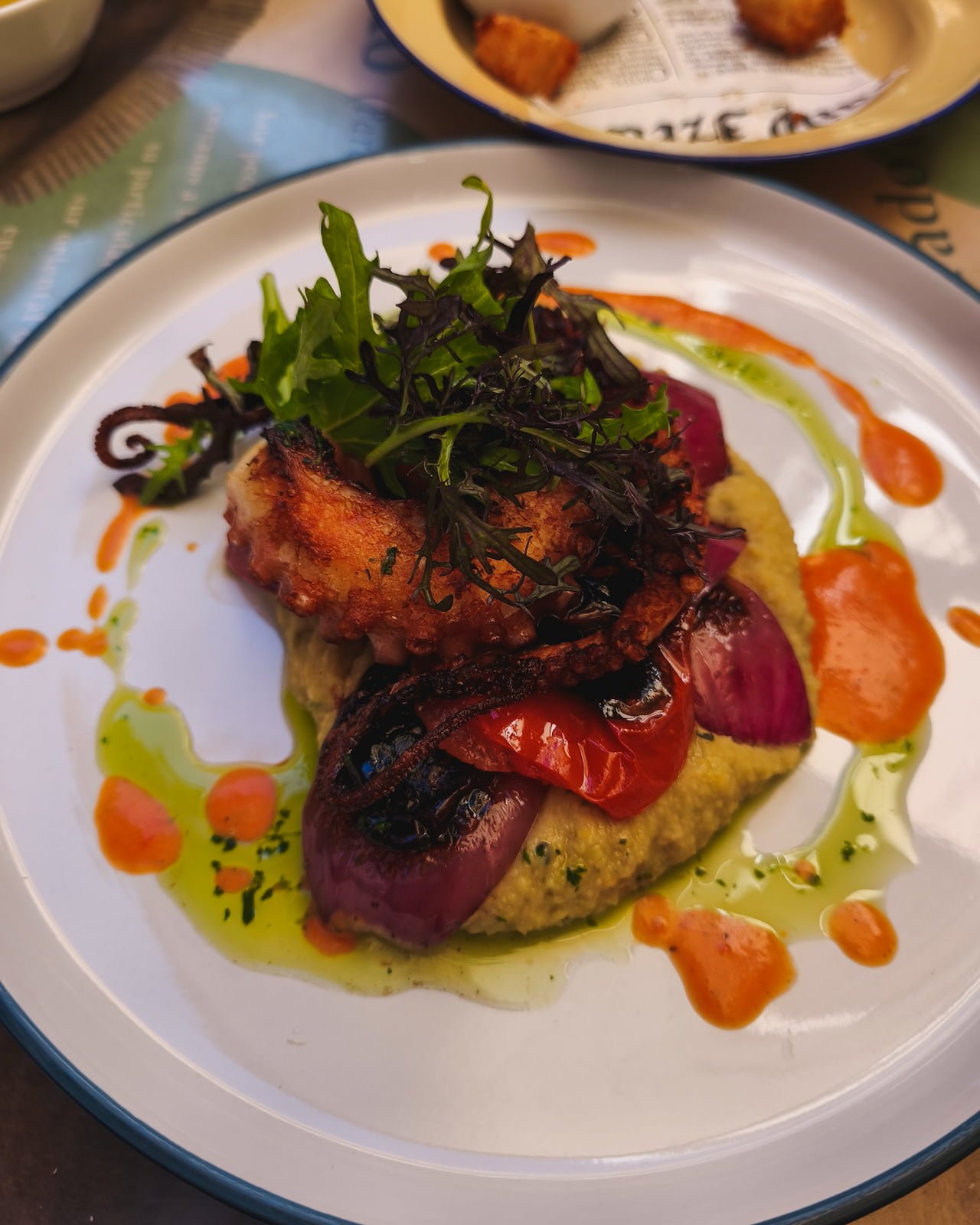 Seafood dishes served at Tres Peces restaurant in Valparaíso.