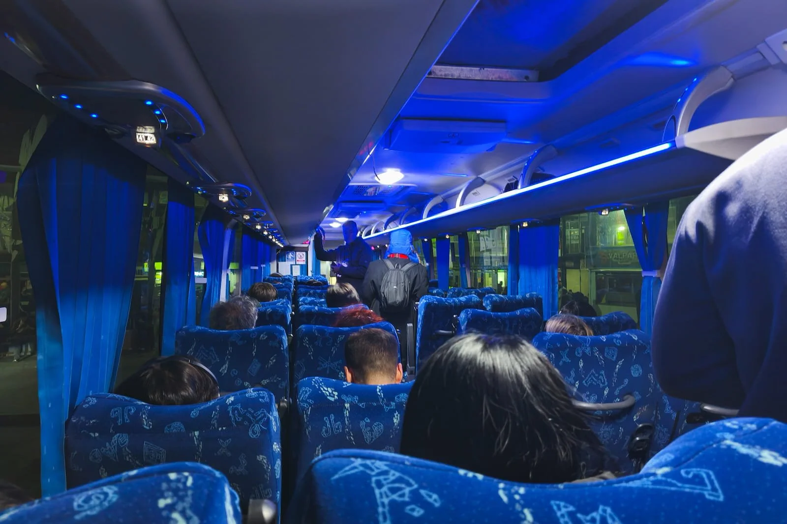 Intercity bus from Valparaíso to Santiago.