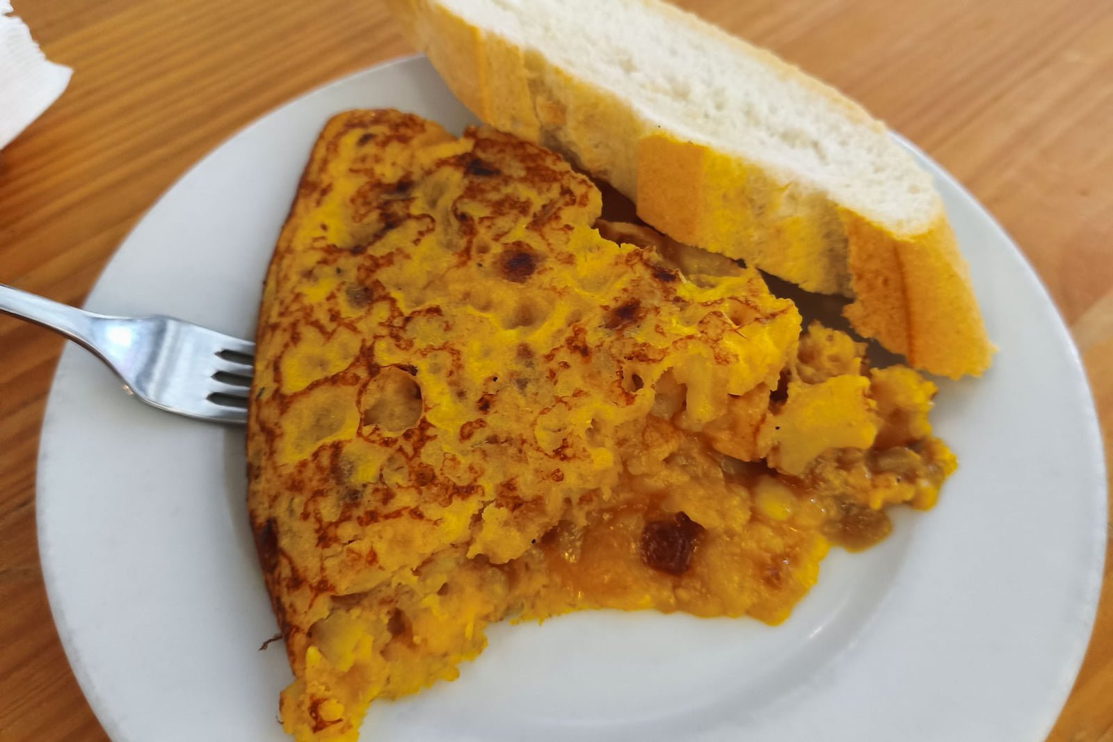 A slice of tortilla española from Pez Tortilla in Madrid.