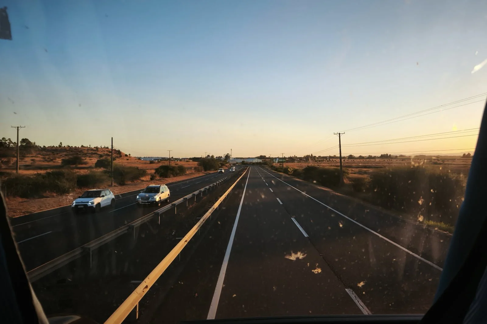 Highway view from bus traveling from Santiago to Valdivia Chile
