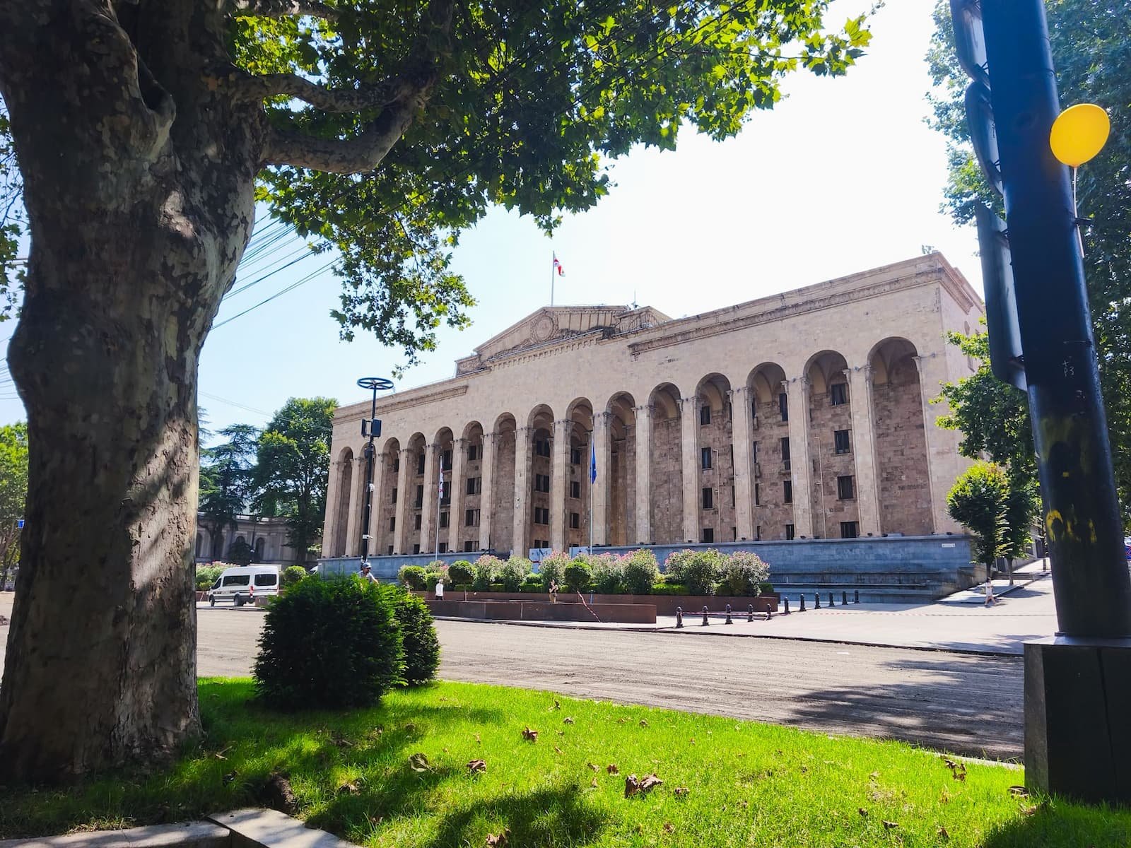Parliament of Georgia building along Rustaveli Avenue in Tbilisi