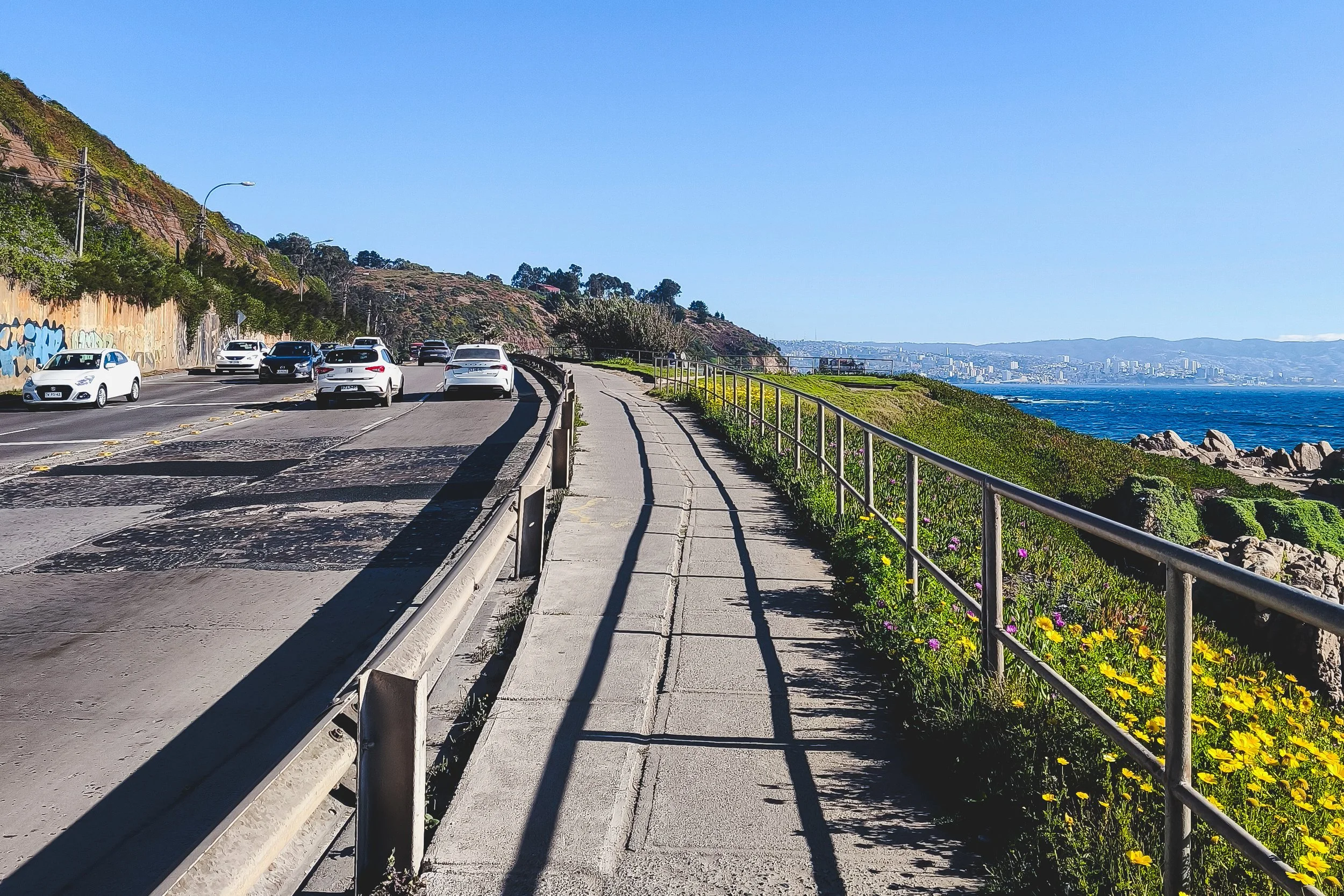 Coastal cliffside walkway.