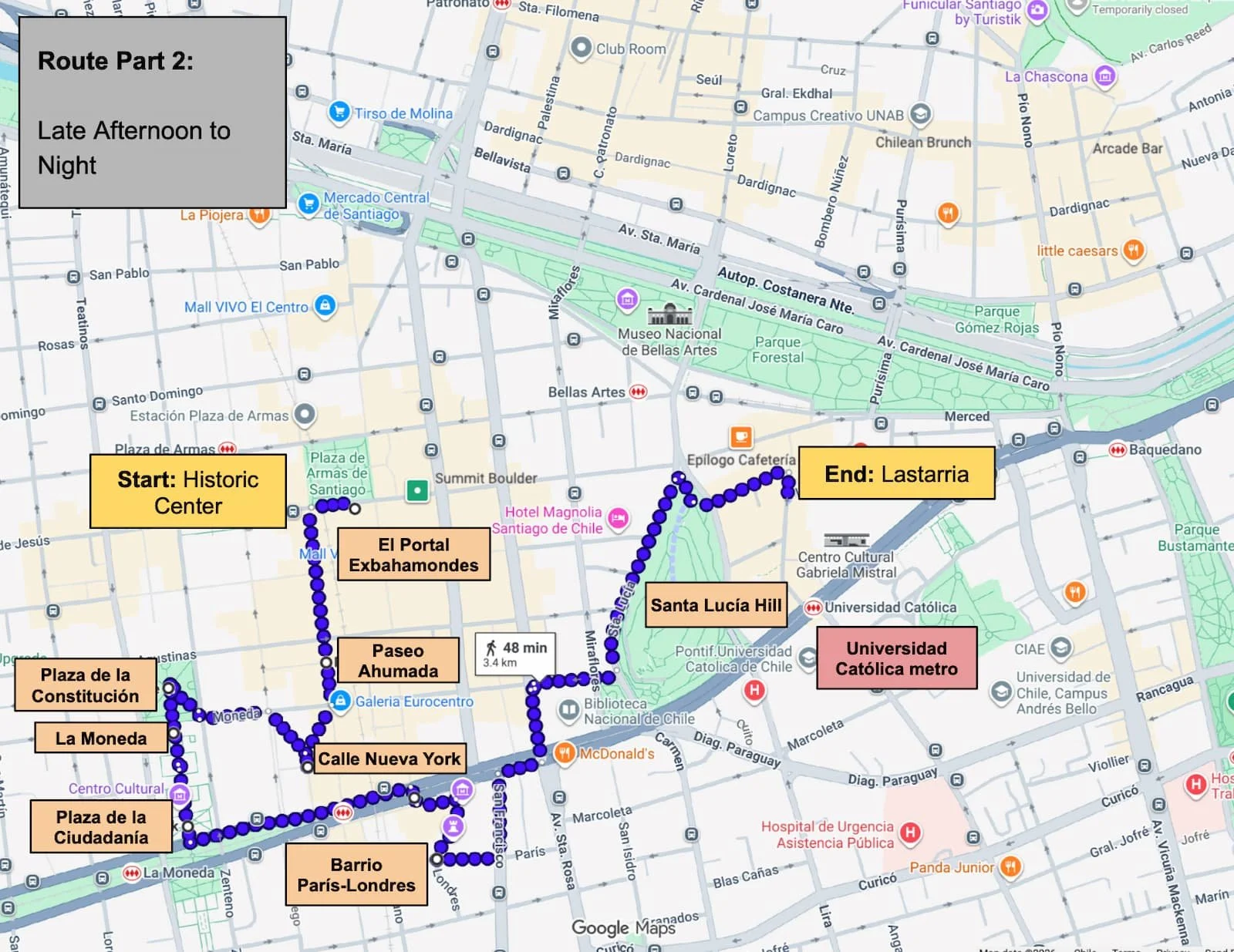 Map of part two of the route.