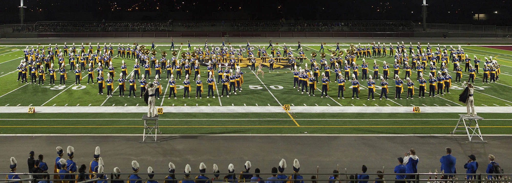 The 270-member UCLA Bruin Marching Band, performing during the 2016 Golden State Field Classic.