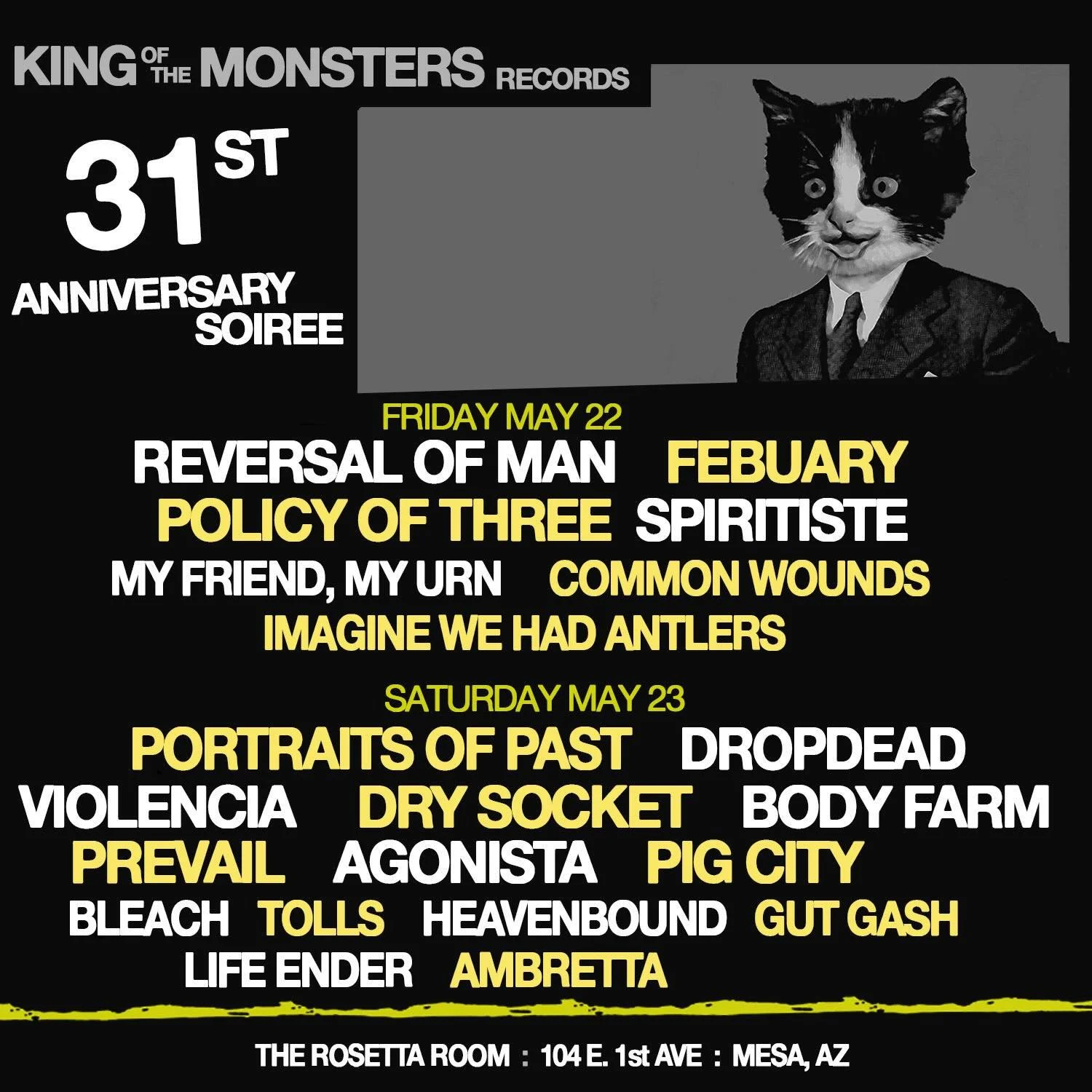 We are just one week out from our first show of the year at @kotmrecords festival in Arizona! Portraits Of Past is sharing the stage with a grip of rad bands like @reversalofman, @dropdeadri, @policyof3_official, @febuaryemo, @prevailhardcore, and ma