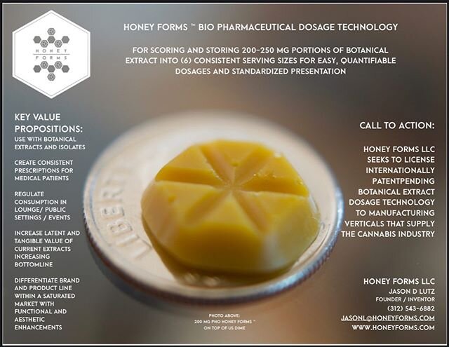 Call to action: contact Jason Lutz today to discuss how to incorporate #honeyforms #tm into your product line? .
.
.
.
#biopharmaceuticals #vaporize #inhaled #dosages #botanicalextracts #MMJ #psychedelicmedicine #cannabis #hempderivedcbd #cbd