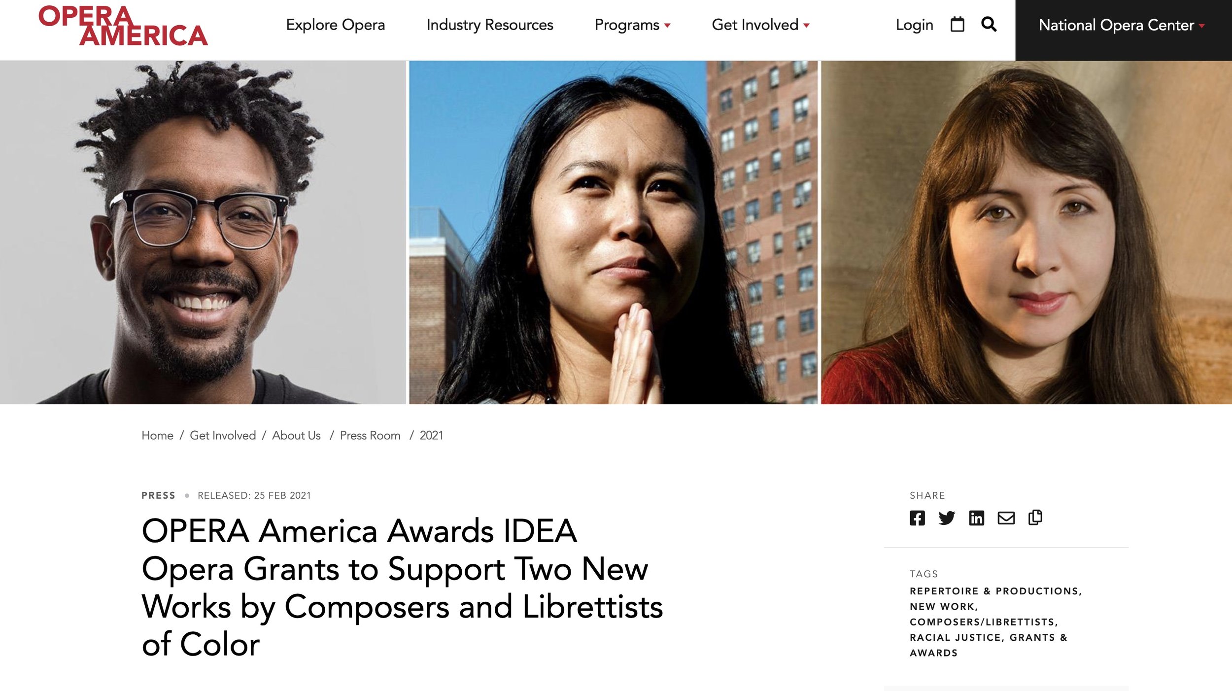 OPERA American Press Release of IDEA Opera Grant