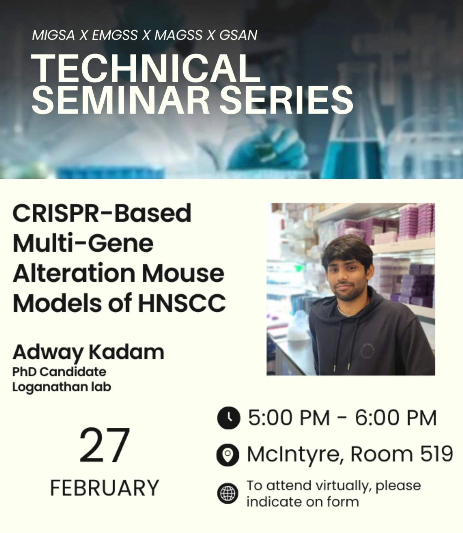 Technical Seminar Series: CRISPR-Based Multi-Gene Alteration Mouse Models of HNSCC