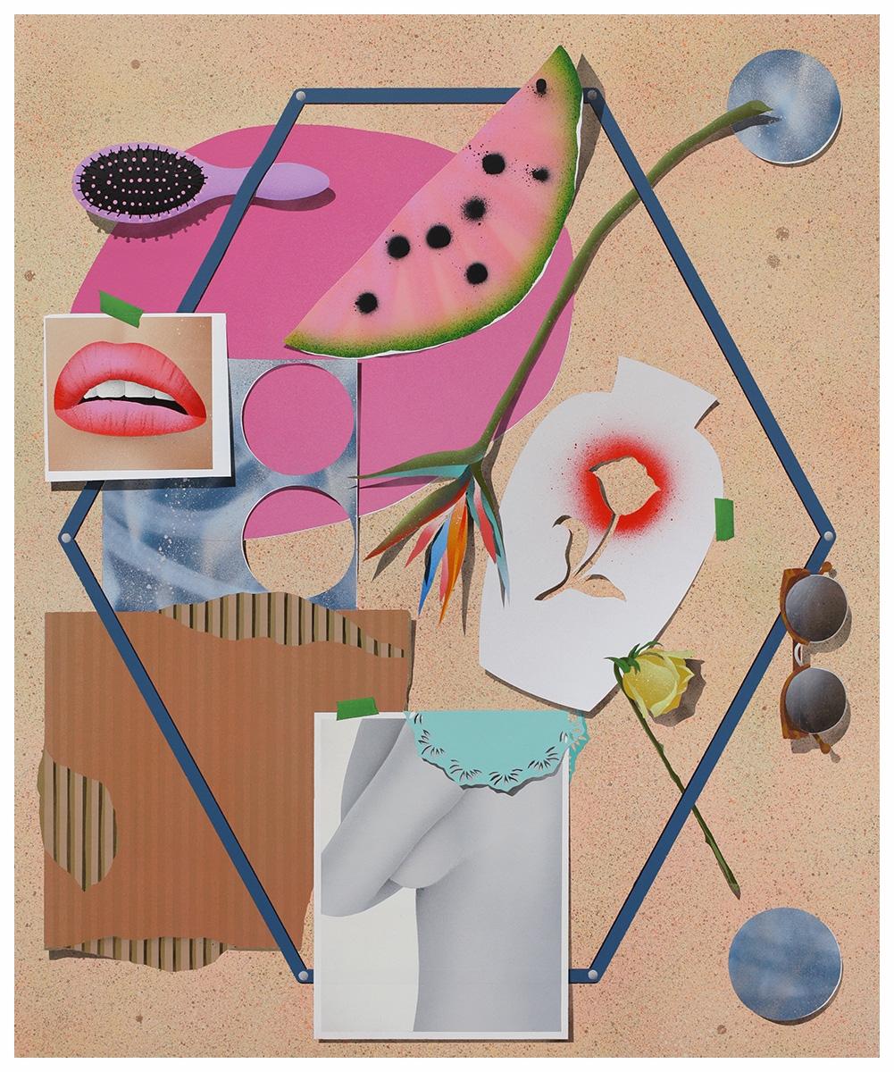  Casey Gray,&nbsp; Trompe l'Oeil with Double XO , 2015 | Aerosol acrylic on panel, 36 x 30 inches 