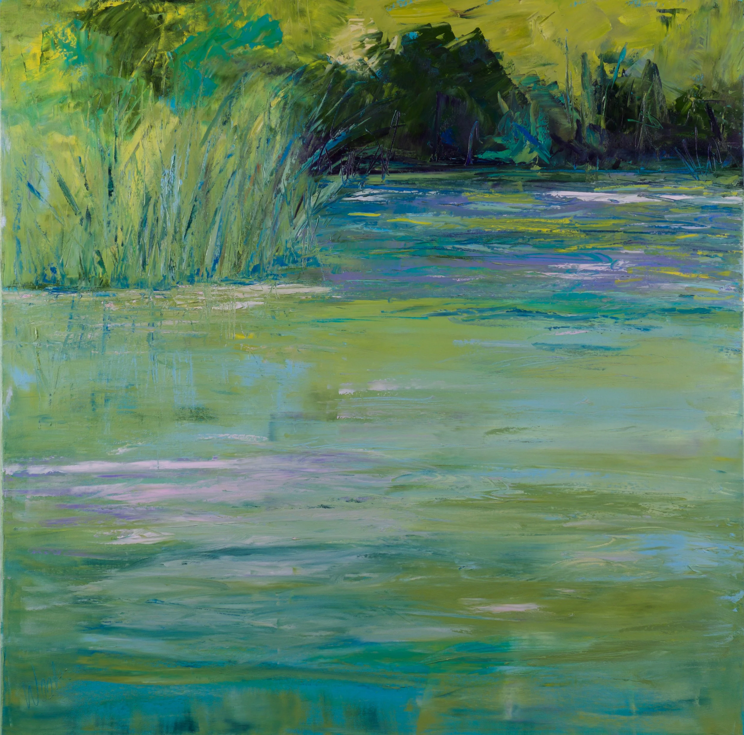"A Visit to Monet's Pond" - 36 x 36 inch