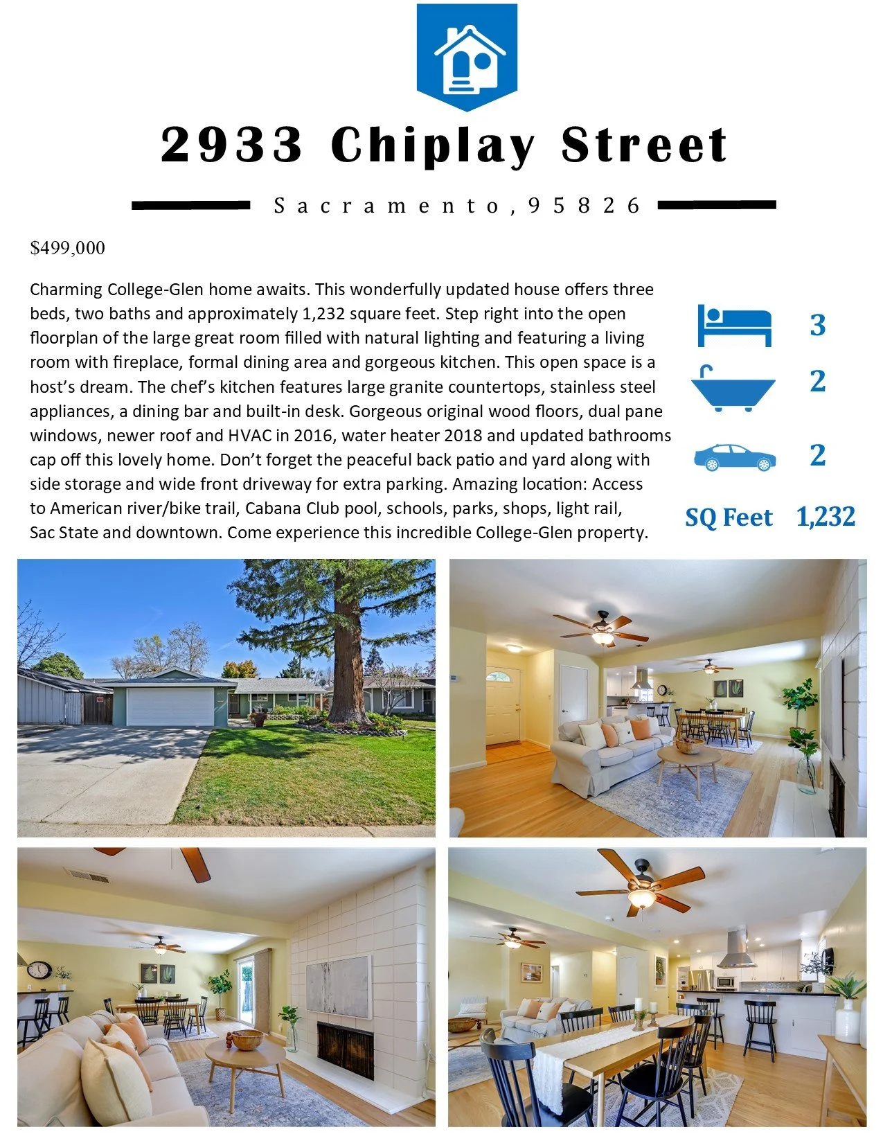 Just Listed For Sale – 2933 Chiplay Street, Sacramento Ca 95826