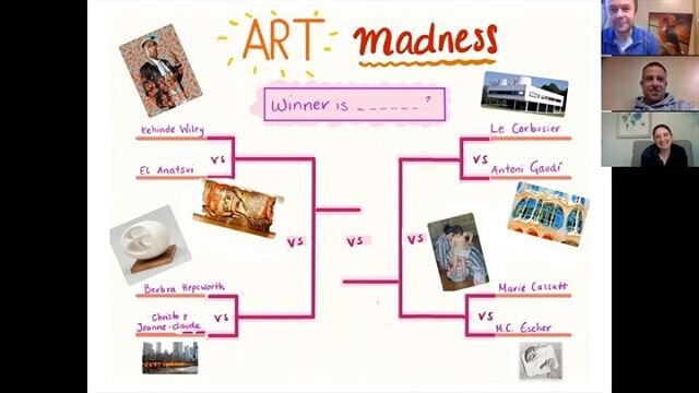 ART MADNESS IS NOW LIVE on google classroom. LOG IN AND GET VOTING 🗳!! Thank you to today&rsquo;s guest commentator was Mr Scaccia anyone who is a part of HILTONCSD can vote using the link the the bio.. everyone else join us in voting on Instagram s
