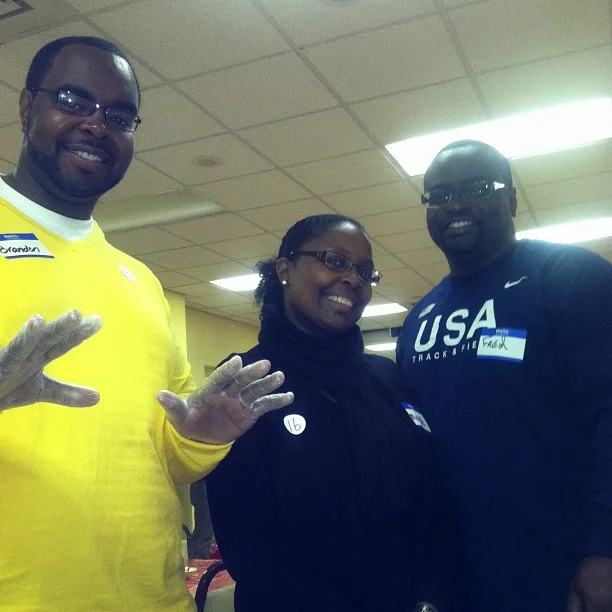 My husband Brandon, My mom Michelle, My Step Father Fred volunteering at a Soup Kitchen on December 25, 2012. (Not Pictured Me because I was taking the picture LOL) :D