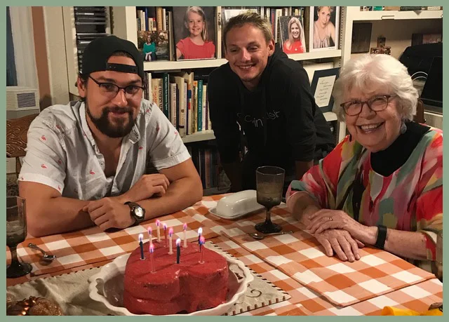 Our Grandson celebrating his birthday with his friend Ethan and Ann Smith
