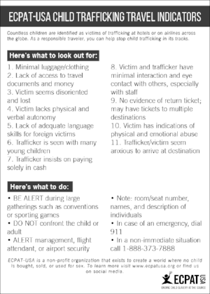 Download our child trafficking travel indicators card.