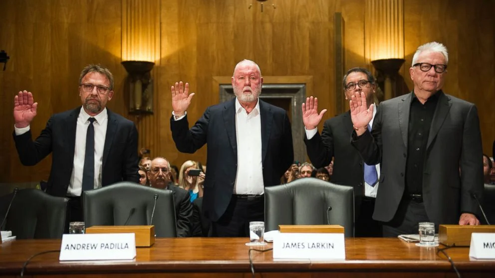 From left, Backpage.com Chief Executive Carl Ferrer, former owner James Larkin, Chief Operating Officer Andrew Padilla and former owner Michael Lacey. (Photo: ABC News )