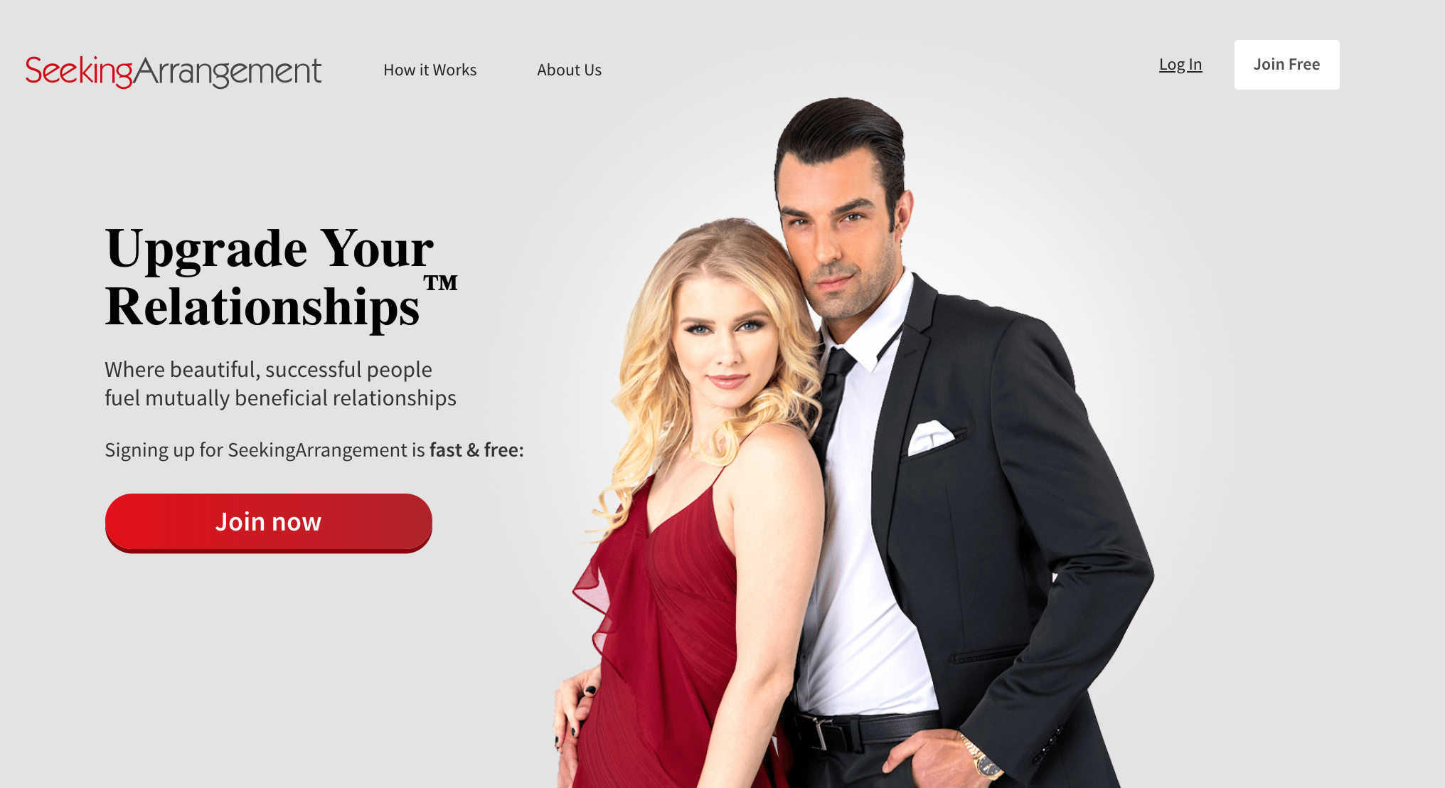 The homepage of SeekingArrangement