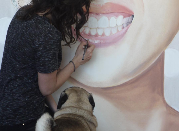 Gemma and Mochi in the Studio! Fine her fine art @gemma_gene