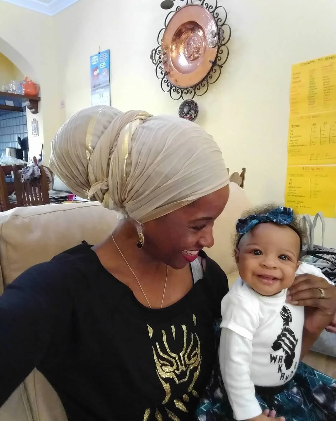 One of my favorite mommy-daughter pictures.

I ordered this little onesie outfit and black shirt shortly after watching #BlackPanther in the theater.

I was so excited for my baby to wear it, and it just so happened that she fit and wore it for Black