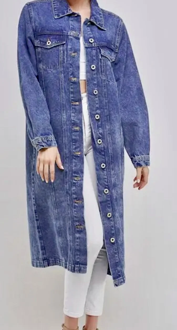 Medium Blue Denim Trench