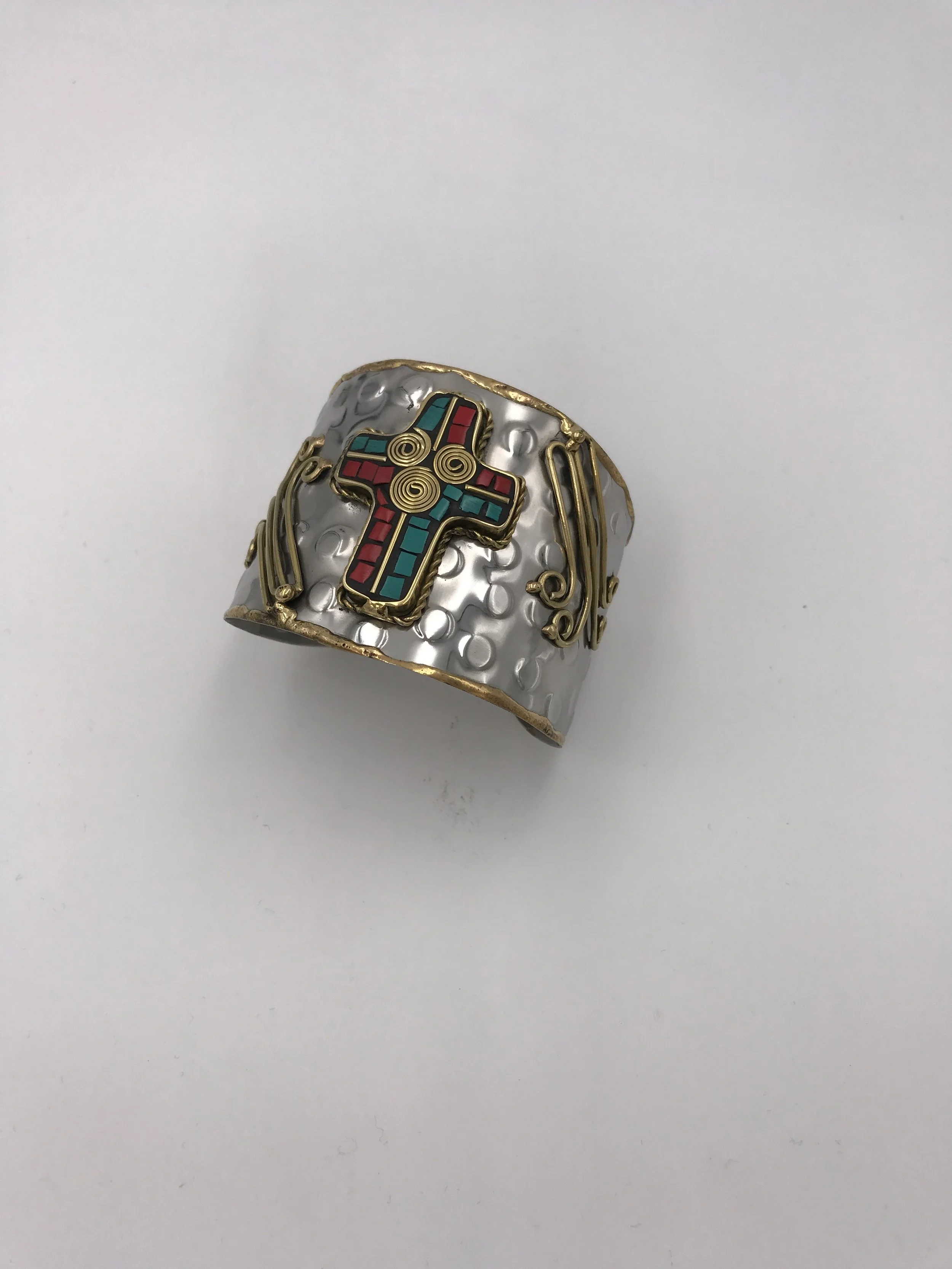 Gold/Rhodium Cross Cuff