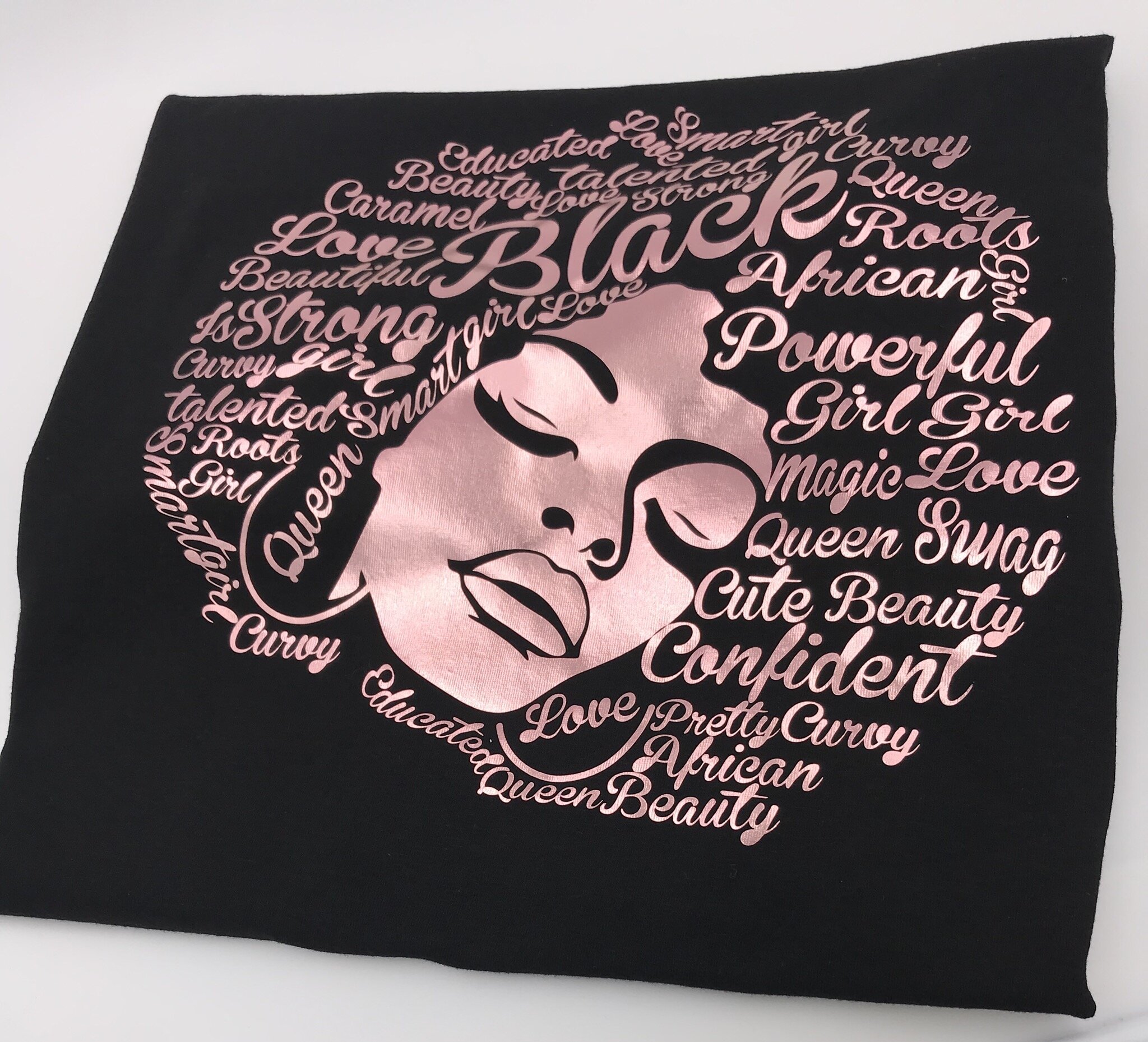 Vinyl Rose Gold Face with Words Fitted Tee Short Sleeve Allow 7 to 10 Days to Ship
