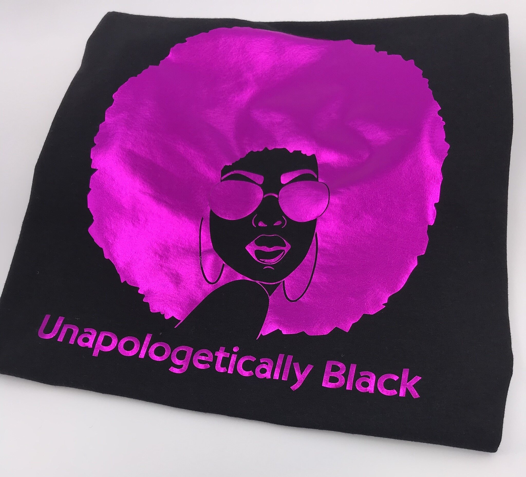 Unapologetically Black Vinyl Pink Fitted Tee Short Sleeve Allow 7 to 10 Days to Ship