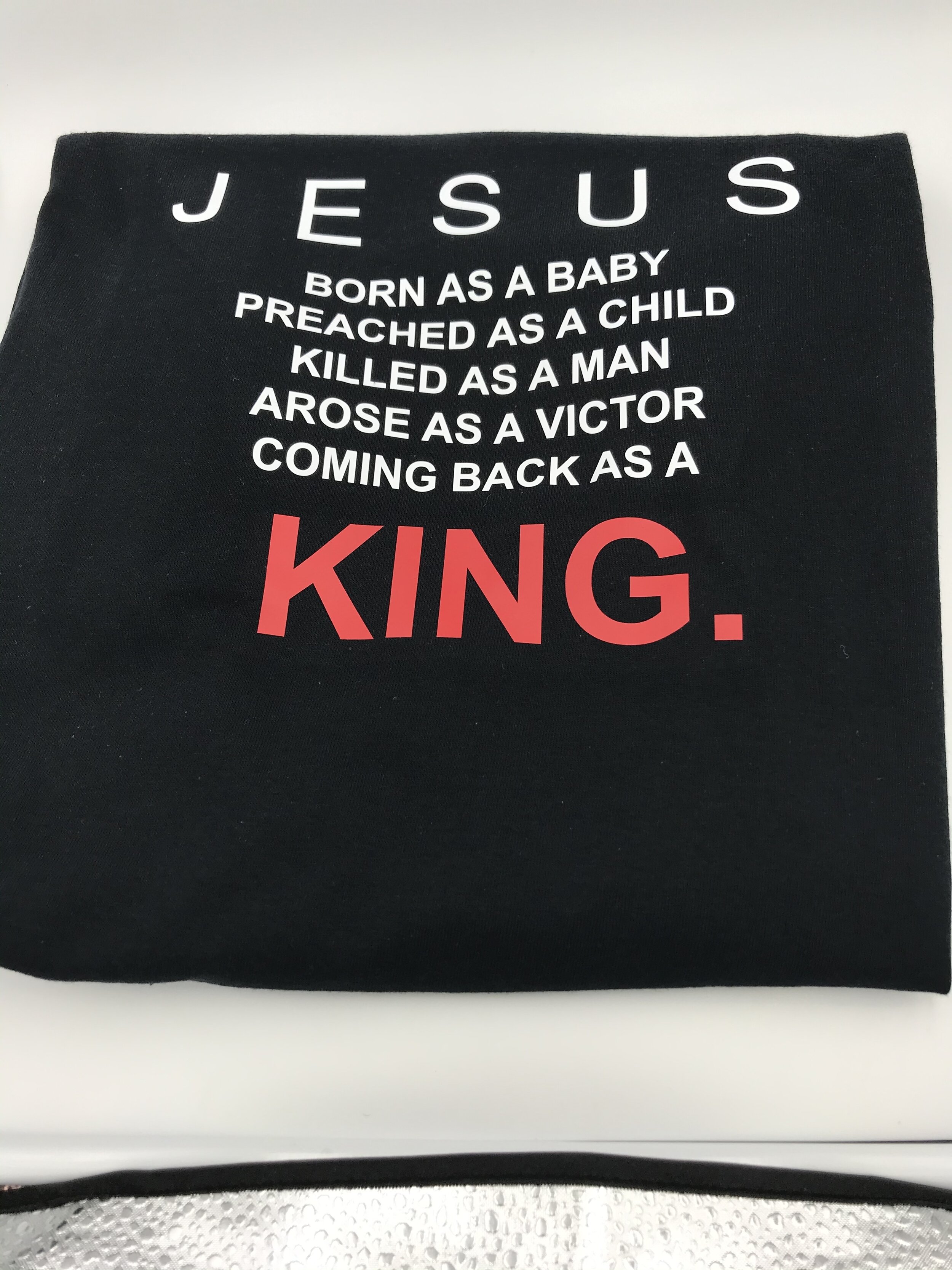 Vinyl Jesus King Fitted Tee Short Sleeve Allow 7 to 10 Days to Ship