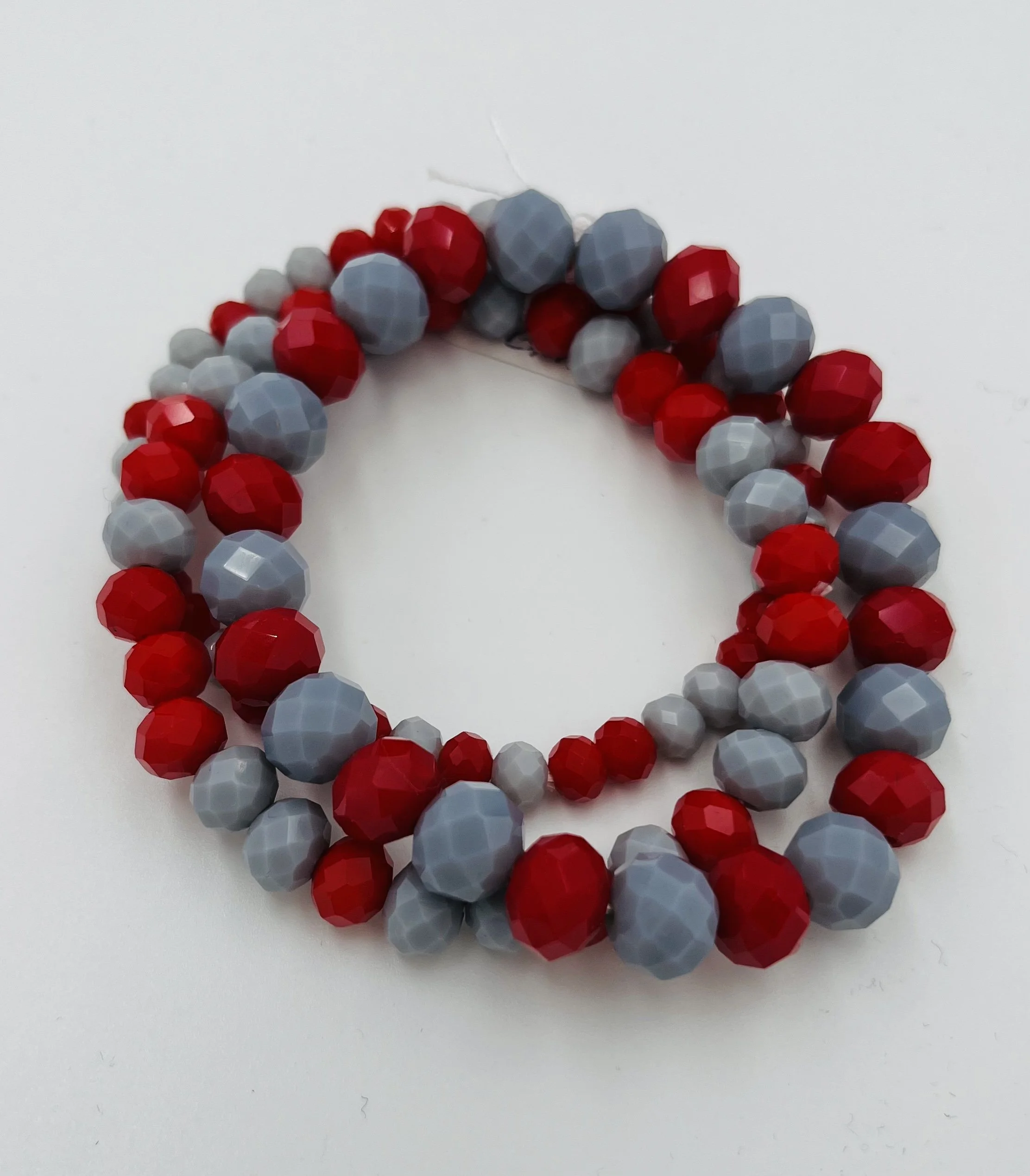 Red/Gray Beaded 3 Strands