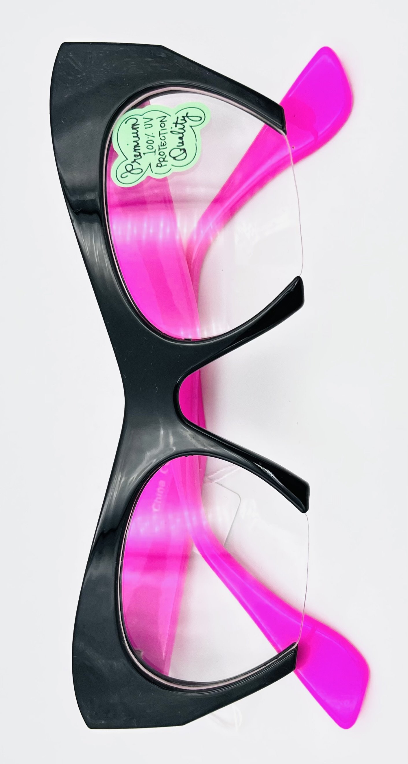 Black Pink Cat Eye Clear Lens