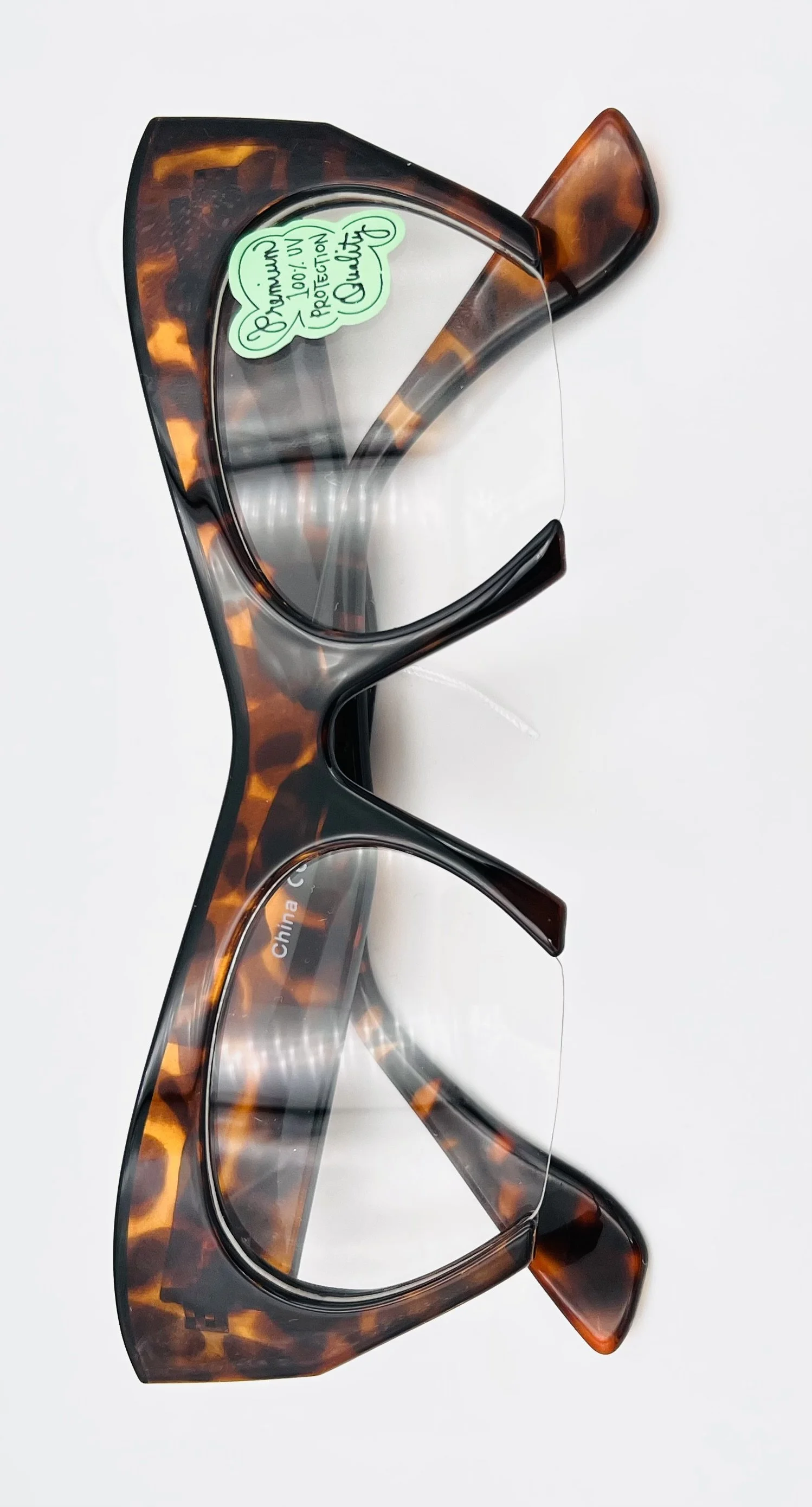 Brown Tortoise Cat Eye Clear Lens