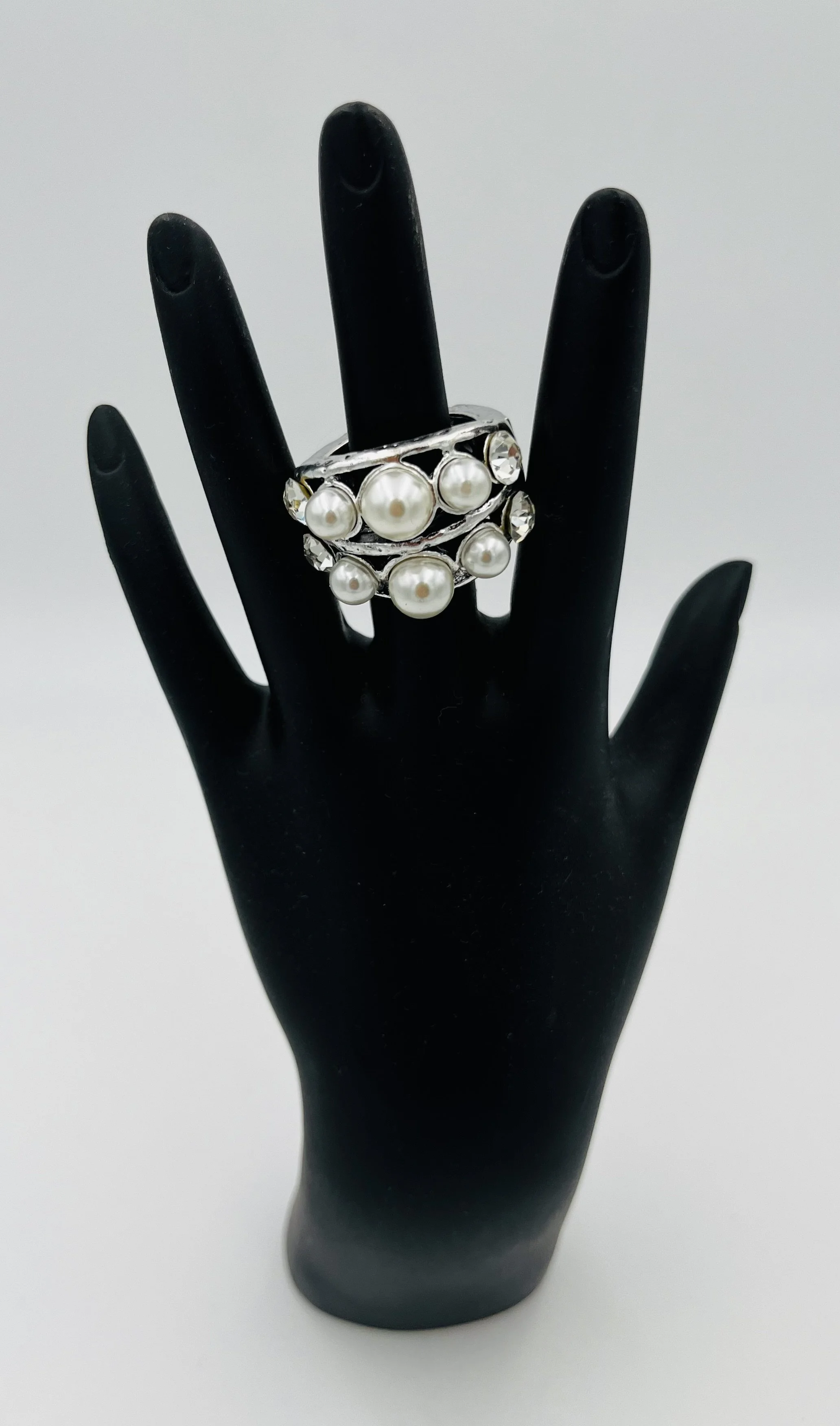 Pearls with Silver and Rhinestones