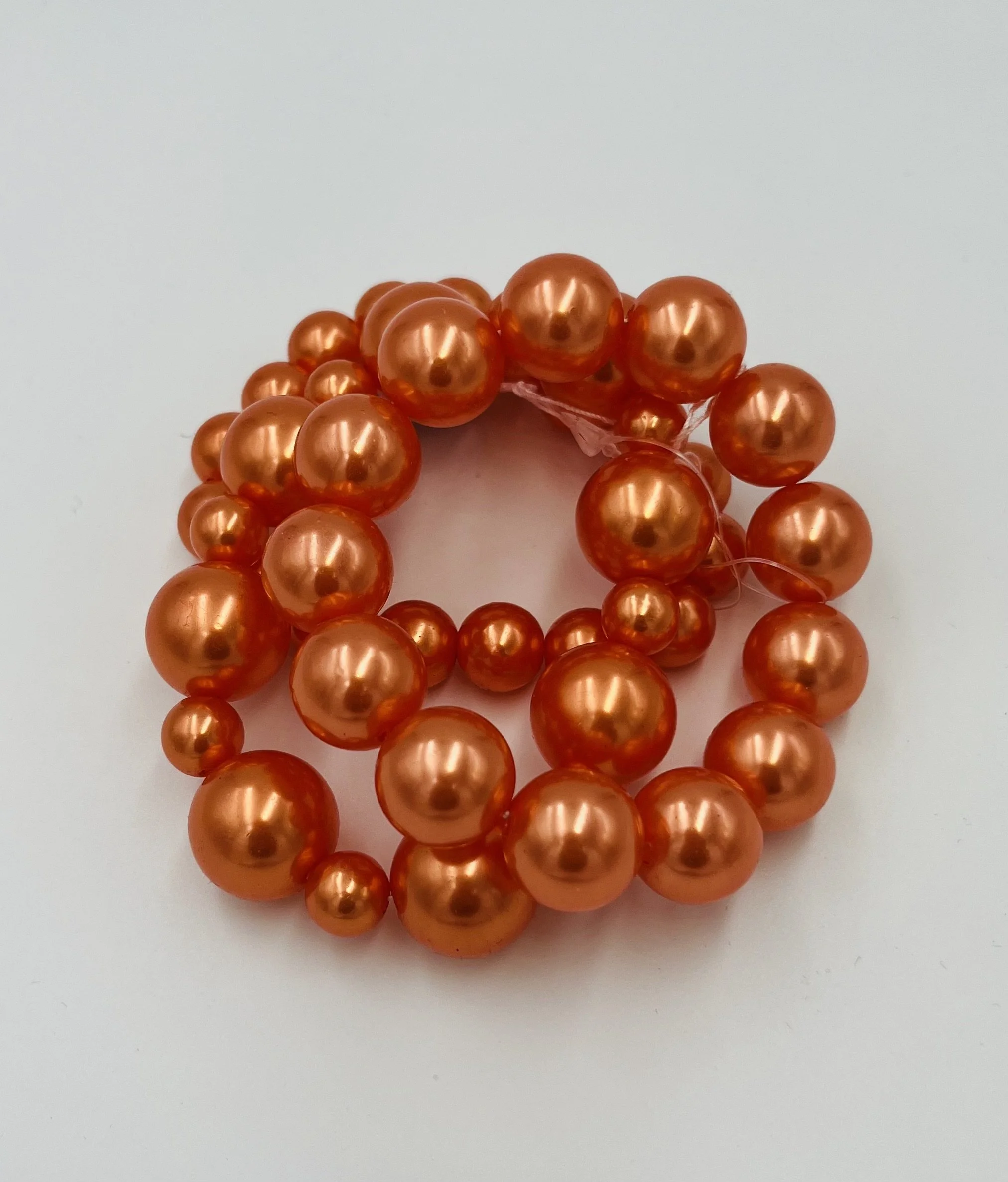 Orange 3 Strand Pearls Bracelet