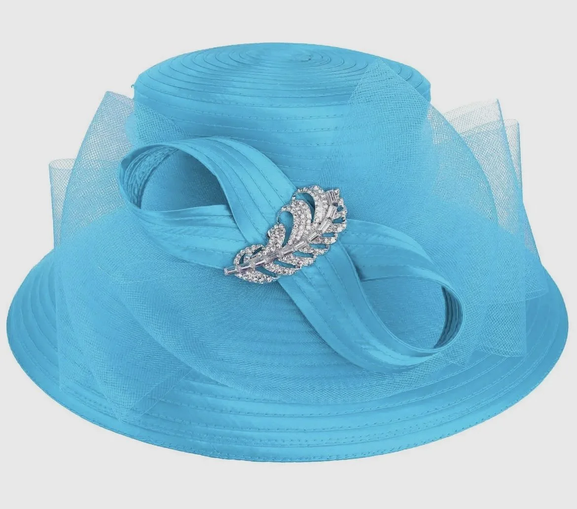 Turquoise with Bow and Rhinestone Pin