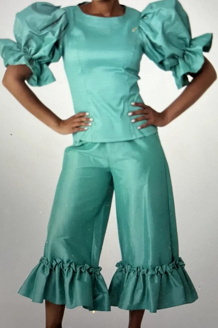2pc Teal Top and Pant Set