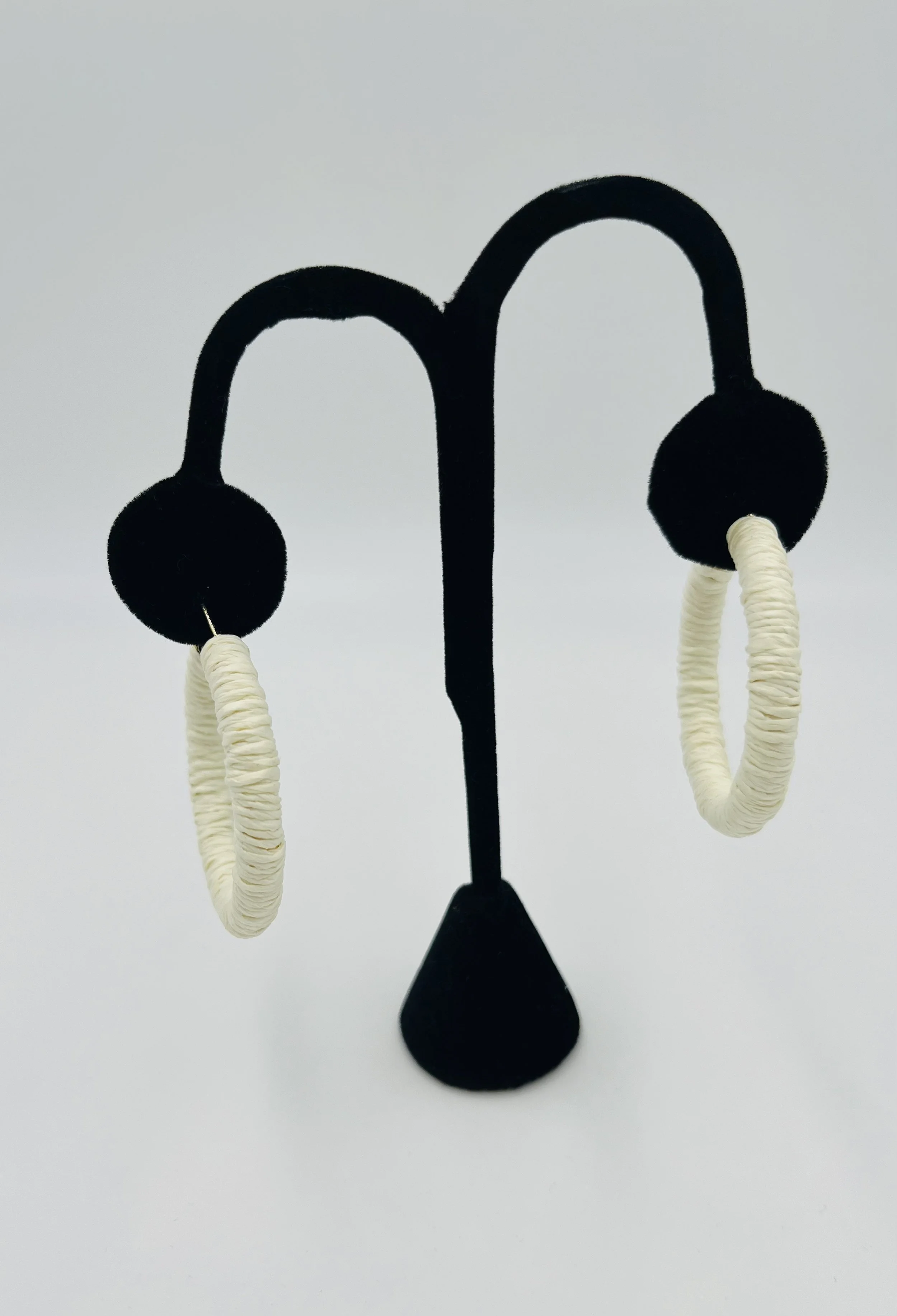 Ivory Woven Medium Hoops