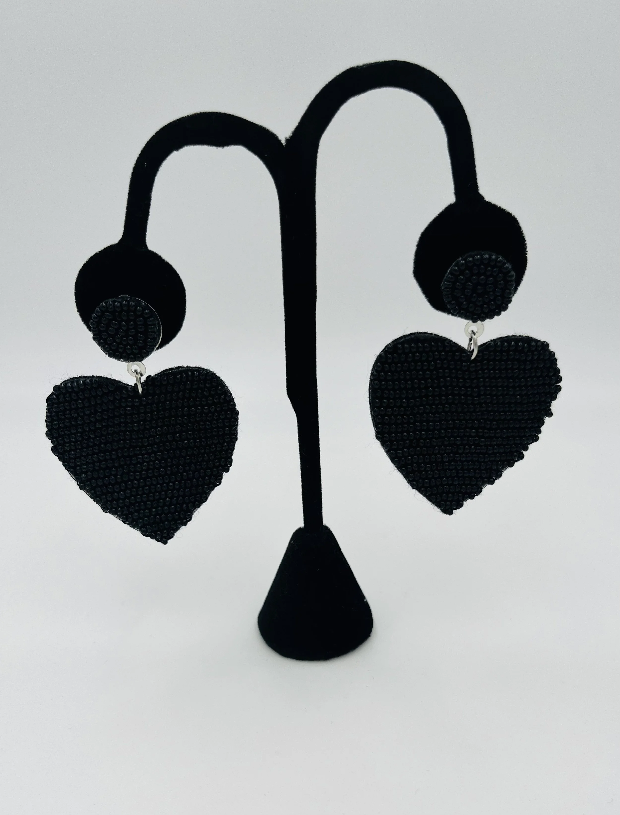 Black Beaded Hearts